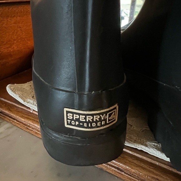 SPERRY Top-Sider Classic‎ Pelican lll Waterproof Rain Boots Black Gold Wms Sz 10 - Picture 5 of 7